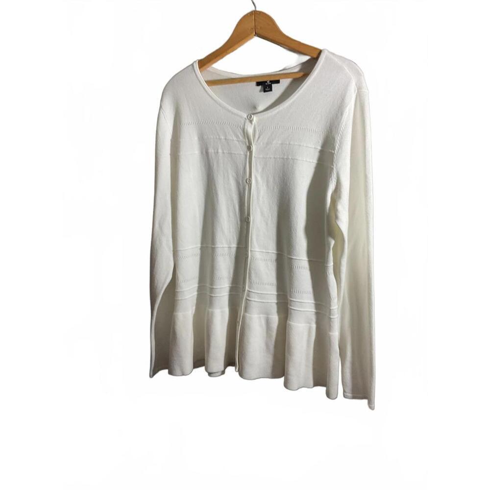 Jason Wu White Button-Up  Peplum Cardigan Sweater Large